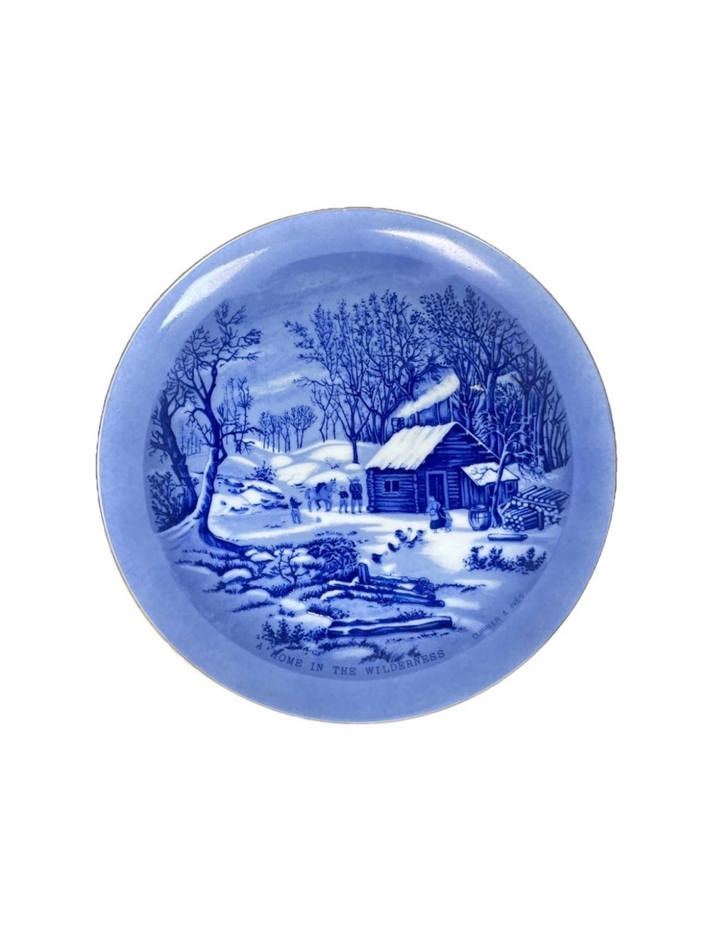 The Home in the Wilderness" Vintage Currier & Ives Collector Blue Plate